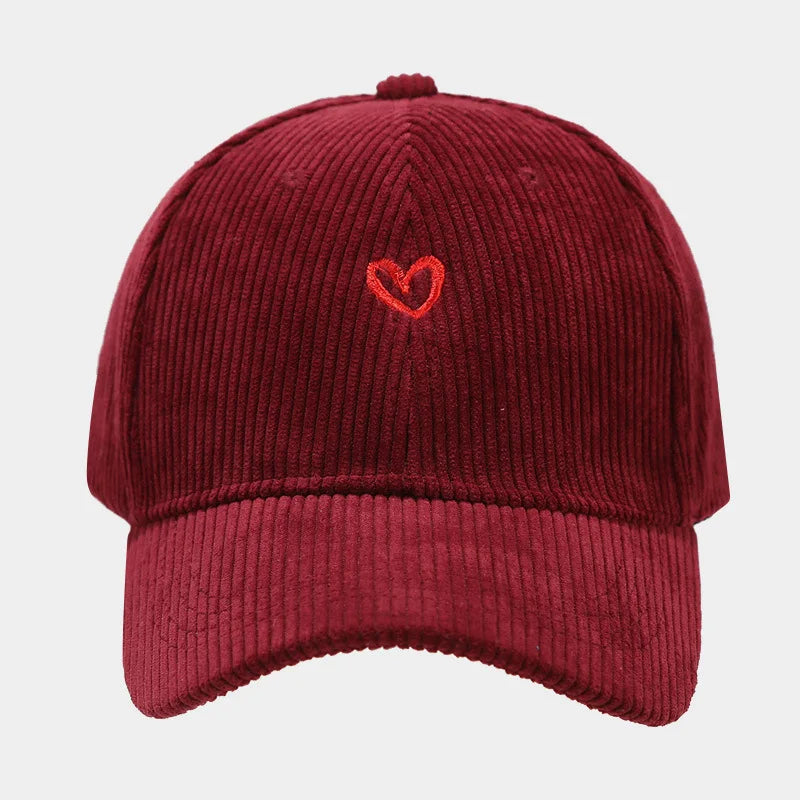 Little Love Embroidered Corduroy Baseball Cap Spring and Autumn Women's