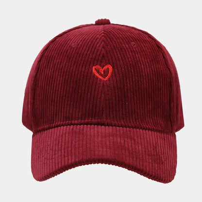 Little Love Embroidered Corduroy Baseball Cap Spring and Autumn Women's