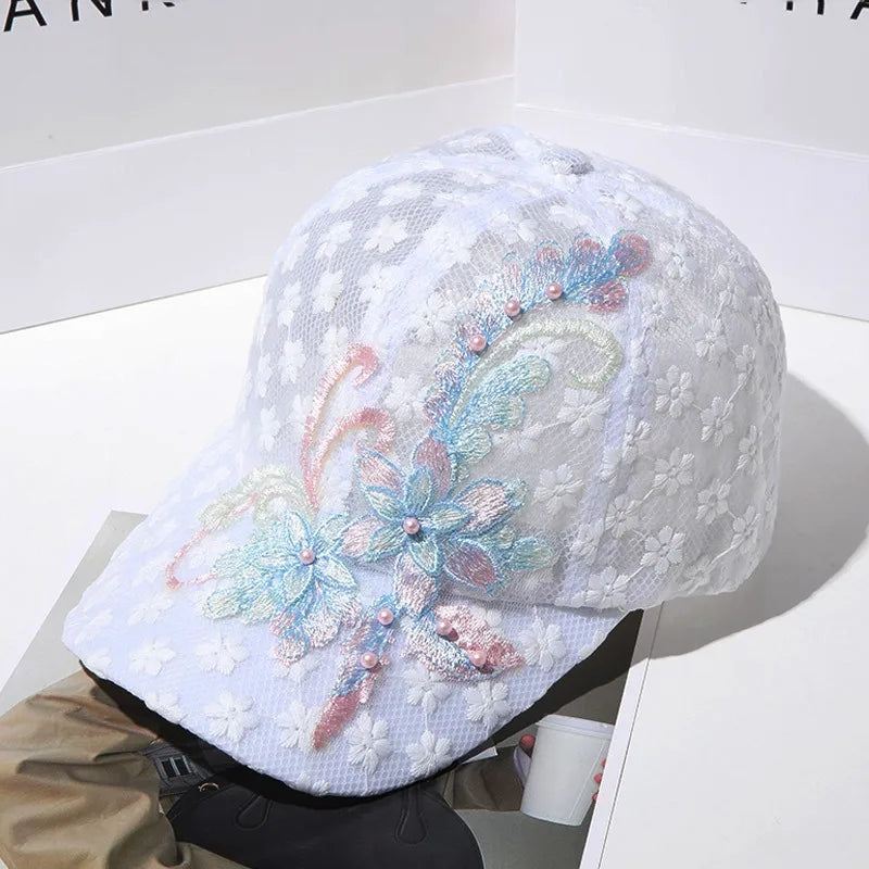 Korean Lace Flower Baseball Caps Women Summer Outdoor