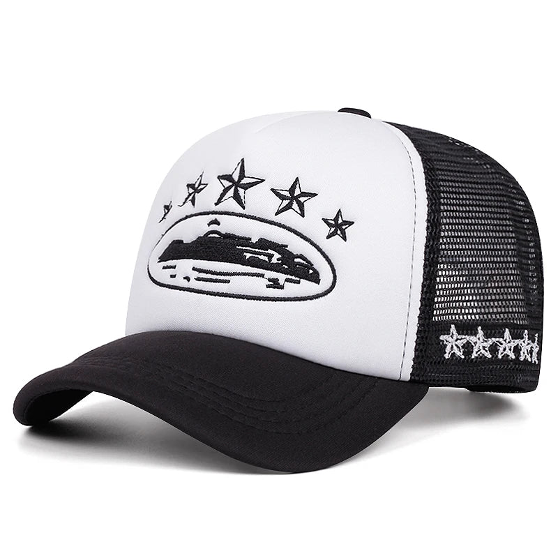 Five Star Mesh Hat Men's Street Hip Hop Hat Women's Outdoor Baseball Hat