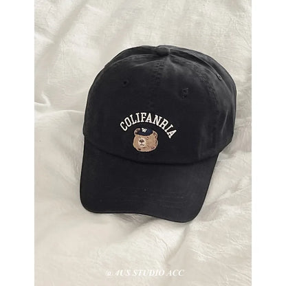 Casual Embroidered Bear Baseball Hat