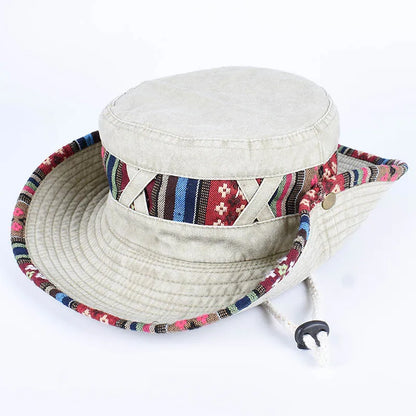 2026 Summer Bucket Hat With Wind Rope Women Man Vintage