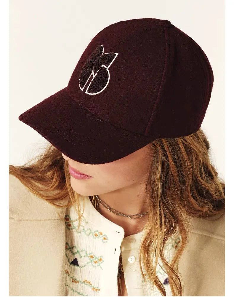 Autumn And Winter Wool Blended Baseball Cap For Women