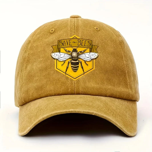 Bee Print Baseball Cap With Simple Design For Men And Women