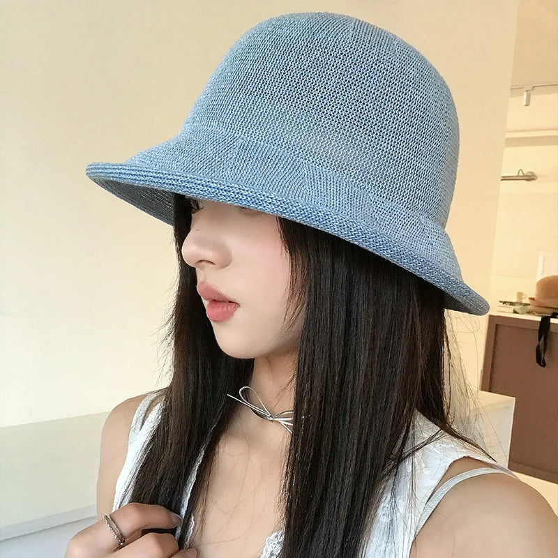 Cuffed Knitted Openwork Fisherman's Hat