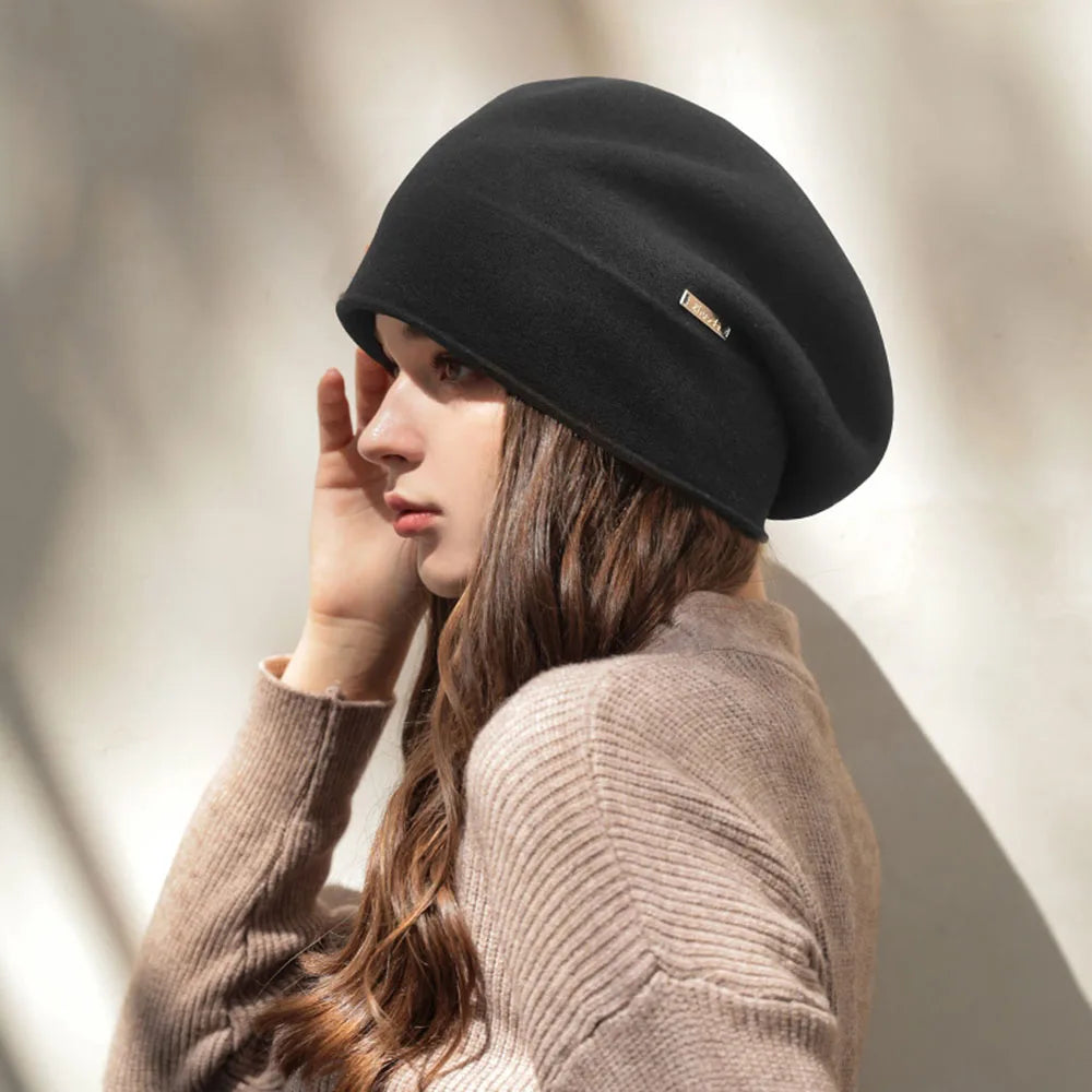 Women Wool Blend Winter Beret Hat
