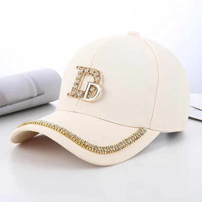 Fashion Diamond D Letter Baseball Cap For Women Summer