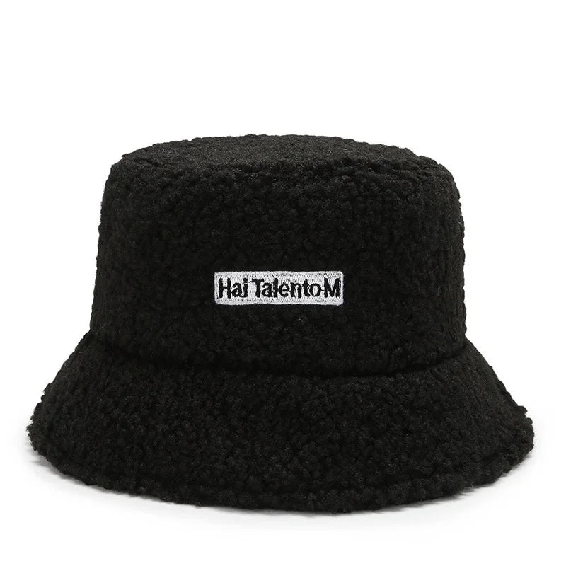 Lambswool Unisex Bucket Hats For Women Men Winter