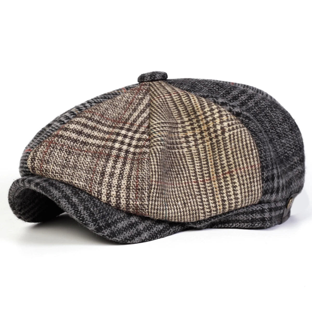 Unisex Retro Grid Stitching Newsboy Caps Men British Painters Hats