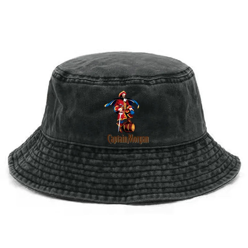 Captain Morgan Bob Bucket Hat Distressed Hats Cap Men Retro Outdoor Summer