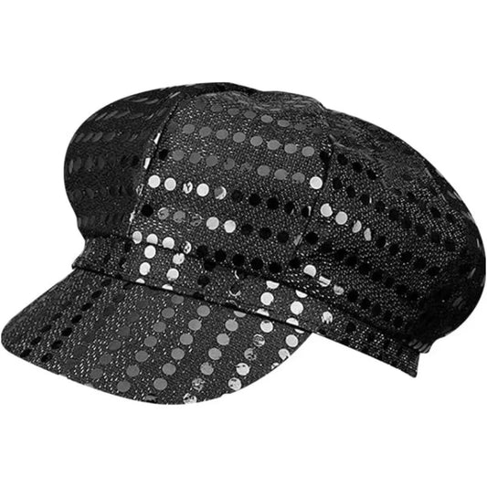 Retro Glitter Bling Costume Hat Sequin Dress Up Hat Beret Newsboy Cap