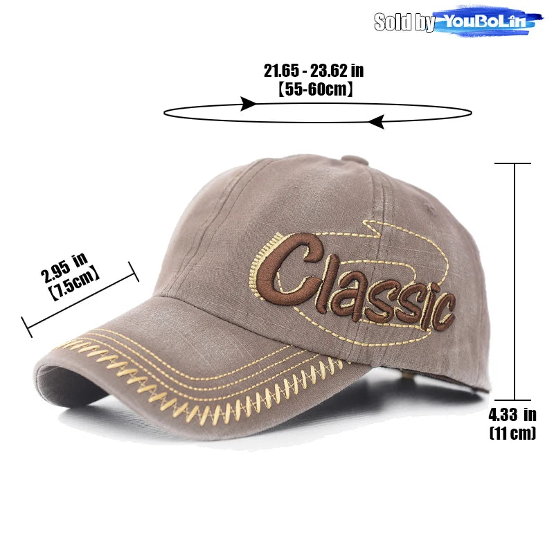 Baseball Cap Korean Style Trendy New Washed Distressed Hat Retro Letter 3D Embroidered Sun Cap