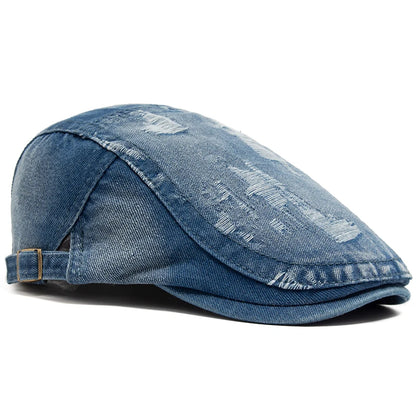 Fashion Men Ripped Denim Beret Women Summer Berets