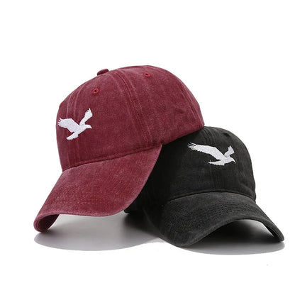 Unisex Eagle Embroidery Print Wash Baseball Cap