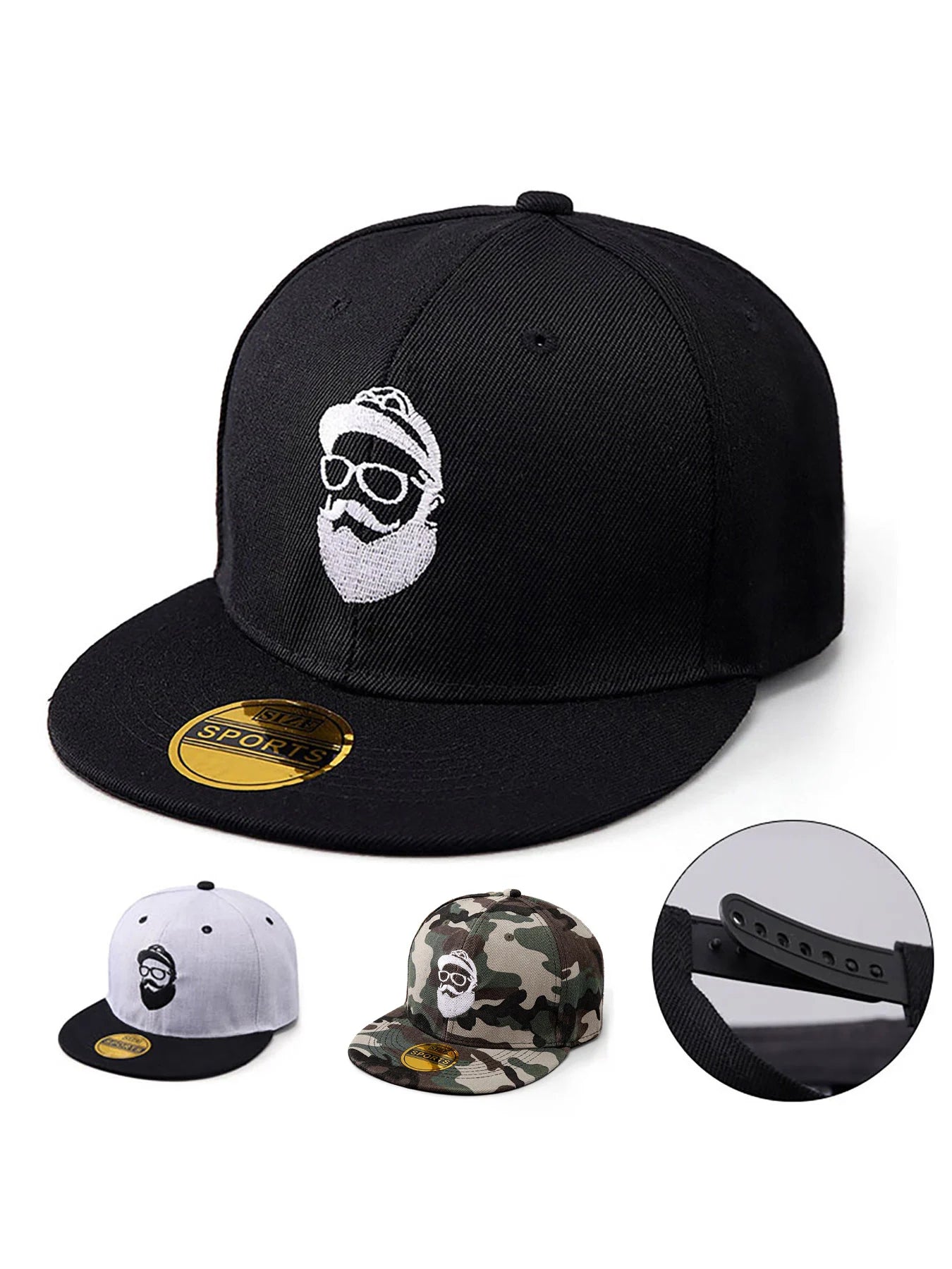 Bearded Uncle Baseball Cap, Unisex Fashionable Flat-Brim Hip-Hop Cap