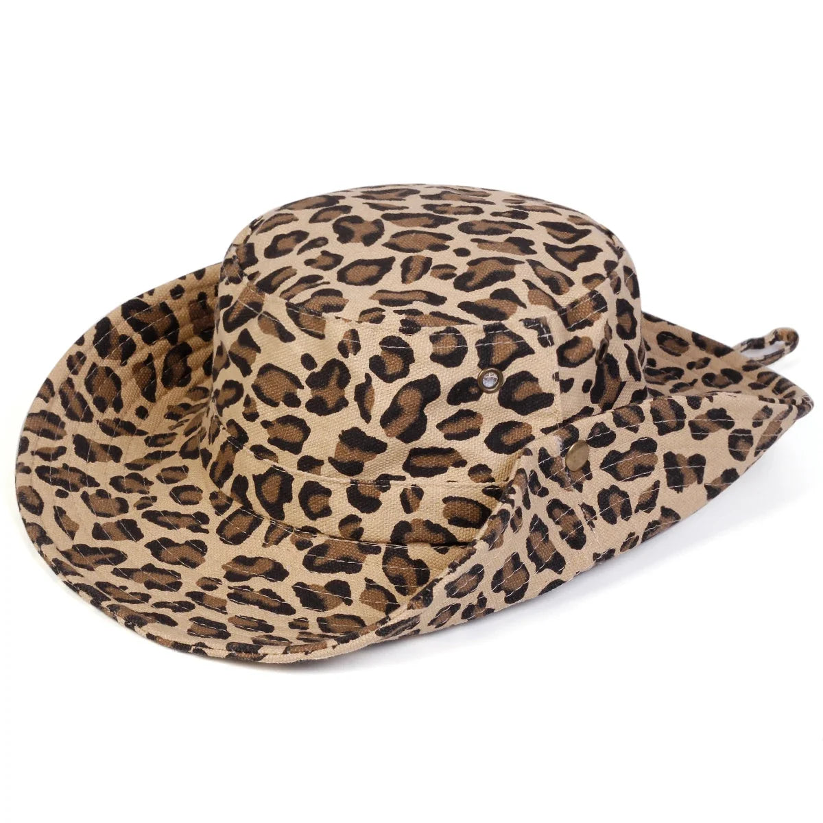 Men Leopard Print Big Brim Bucket Hats Fishermen Caps