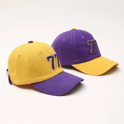 European and American Style Patchwork Embroidered Number 77 Baseball Cap