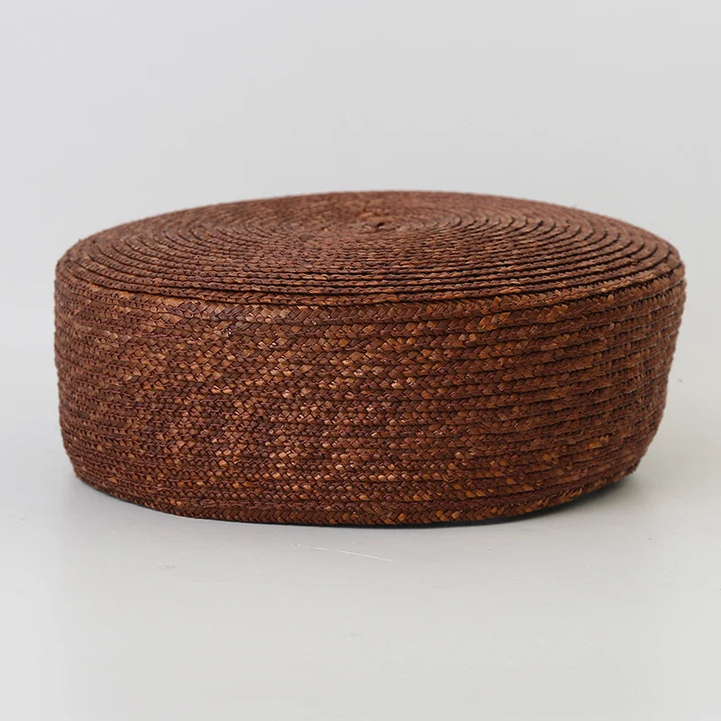 Ins Blogger Natural Straw Pillbox Hat Flat Berets Women
