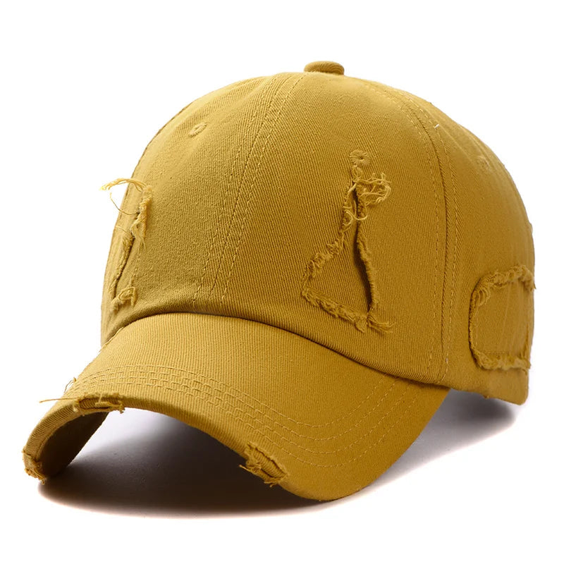 Trendy Streetwear Hip Hop Worn Hole Face Cap For Women Men