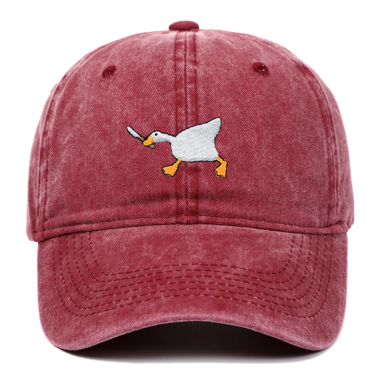 Embroidered Baseball Cap With Goose Pattern