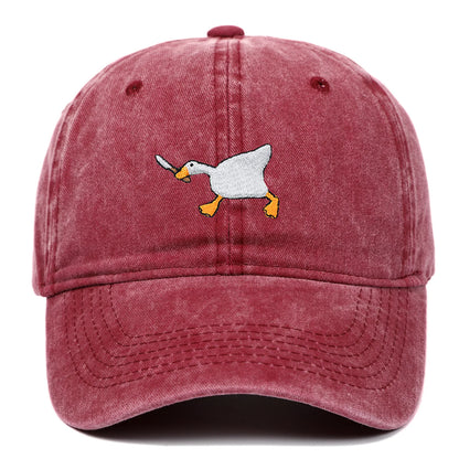 Embroidered Baseball Cap With Goose Pattern