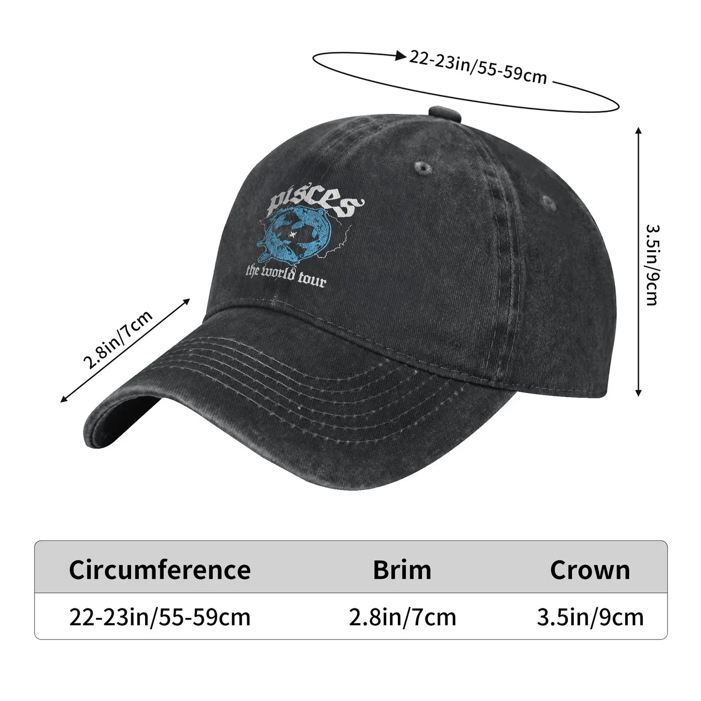 James Arthur Pisces World Tour Baseball Cap Sun  Running Hippie Washed Hip Hop Hats Men Adult Baseball Caps