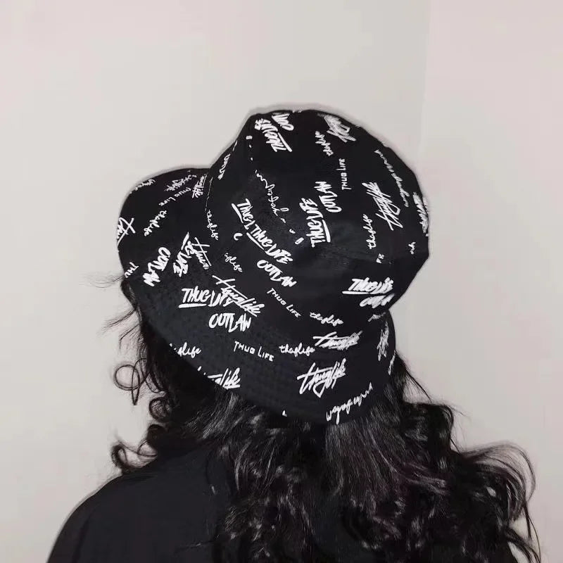 Men Women Japanese Graffiti Letter Outdoor Sun Caps