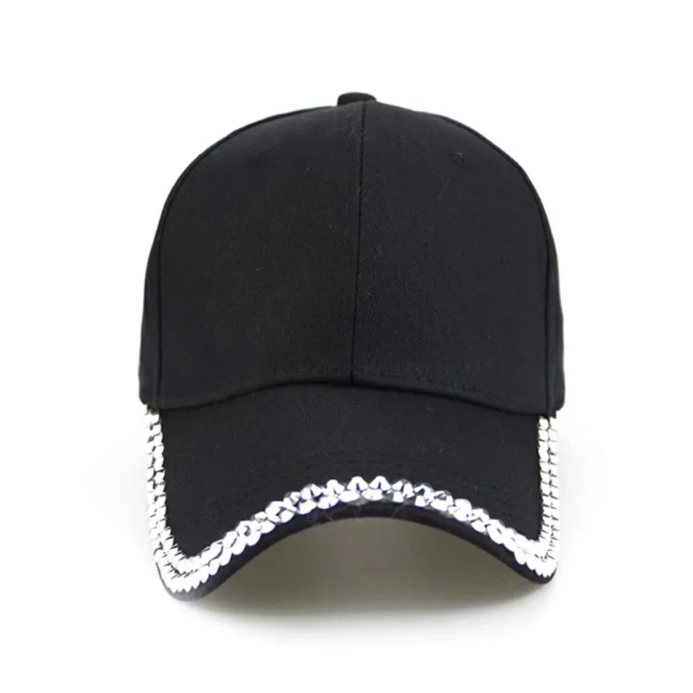 Elegant Rhinestone Baseball Cap Adjustable