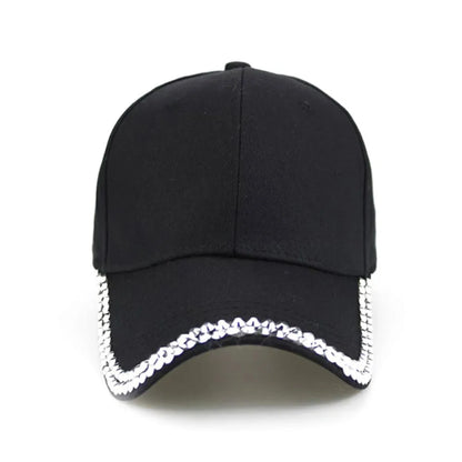 Elegant Rhinestone Baseball Cap Adjustable