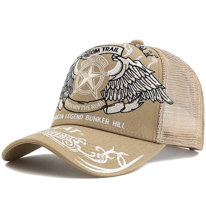 Unisex Punk Style Cap Wing Five-Pointed Star Embroidery Baseball Cap