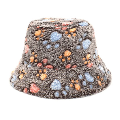 Winter Bucket Hat Women's Fashion Leopard Panama Warm Hats Female Vintage