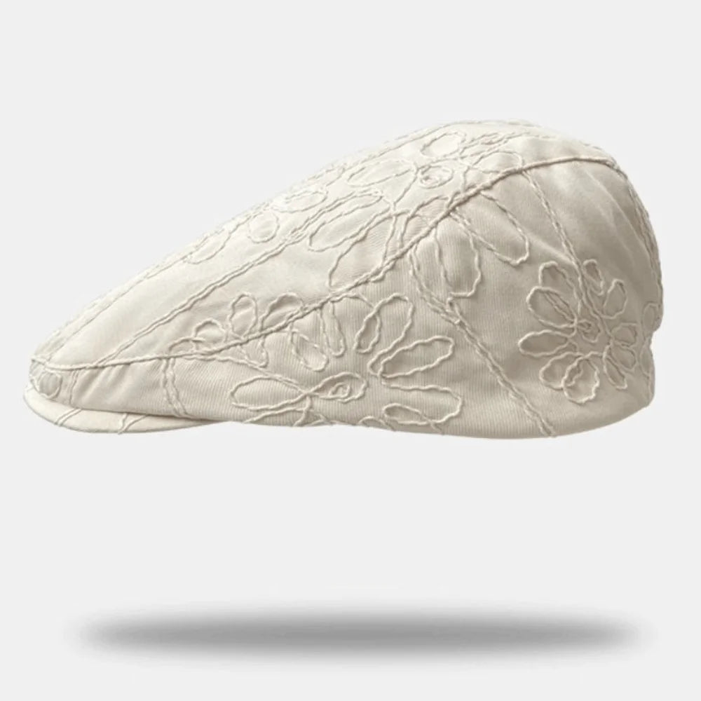 Fashion Retro Forward Cap Flower Embroidery Korean Style Beret