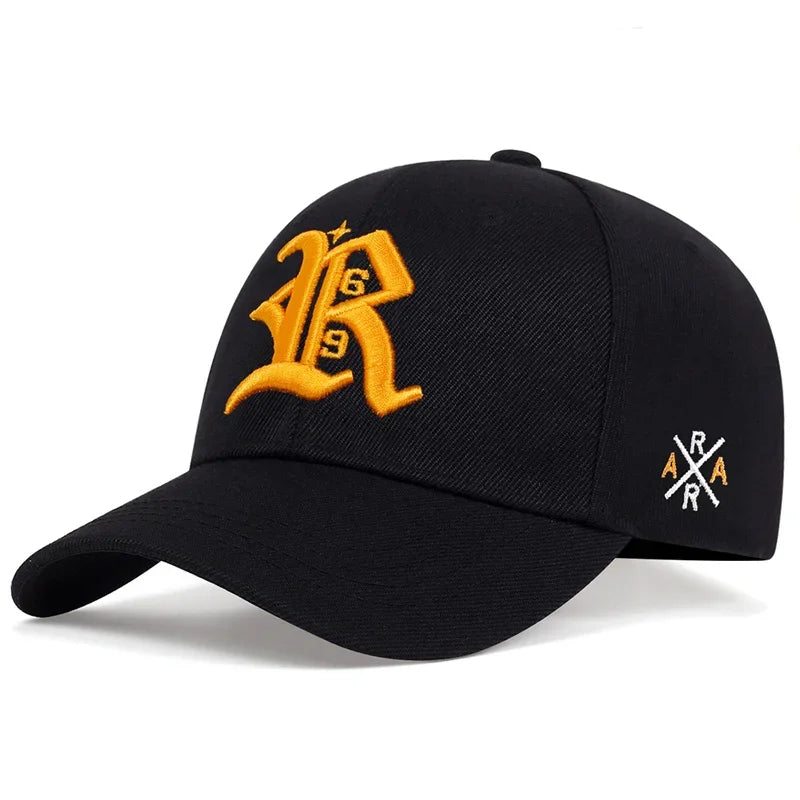Unisex R Letter Side AR Embroidery Snapback Baseball Caps Spring Autumn
