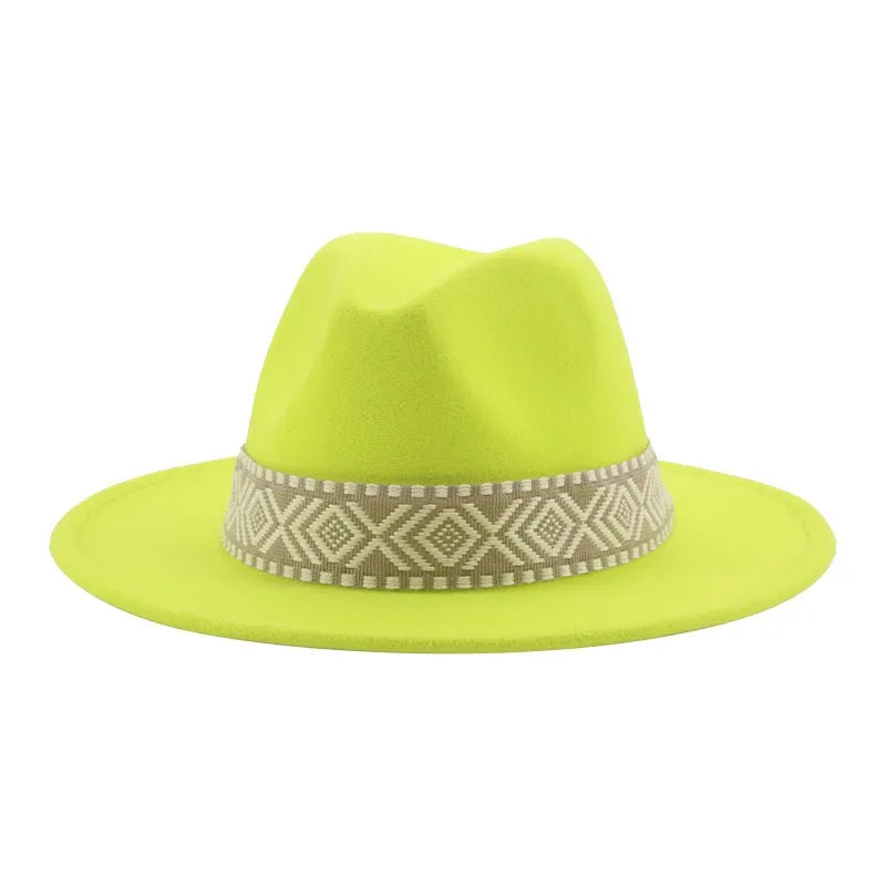 Panama Hat Western Cowboy Hats For Women Solid Big Brim Casual Fedoras Men Women