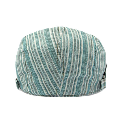 Women Newsboy Cap Striped Flat Peaked Cap