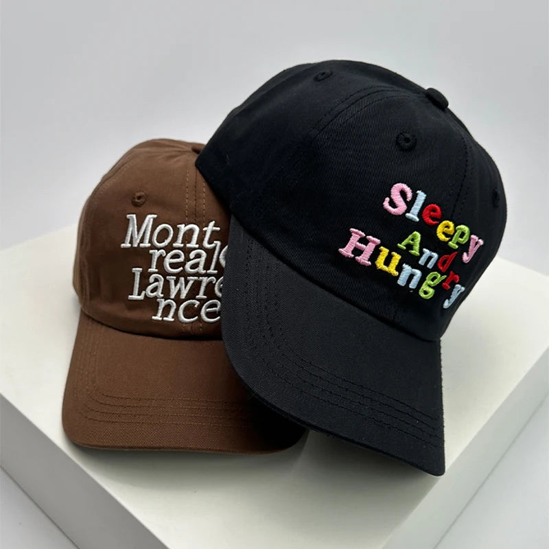 Men Women Korean Letter Embroidery Baseball Hats