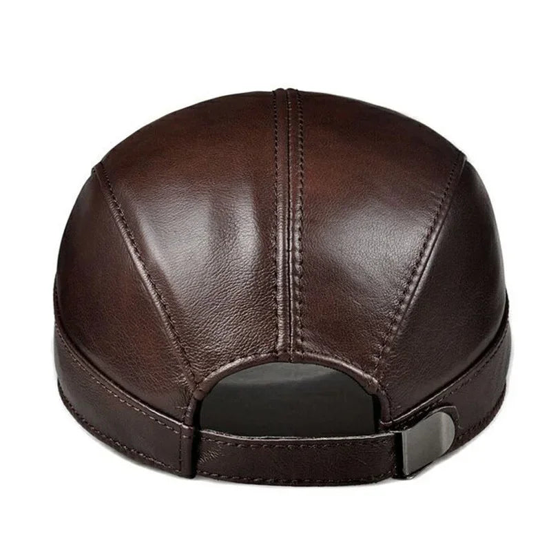 New 2023 Spring/Winter Man Genuine Leather Baseball Caps Male Warm