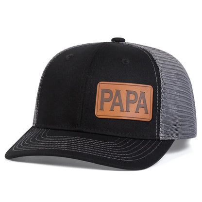 Unisex Brown PAPA Leather Label Baseball Net Caps Spring Summer