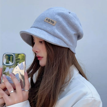 Versatile Soft Knitted Hat Elastic Thickened Peaked Cap