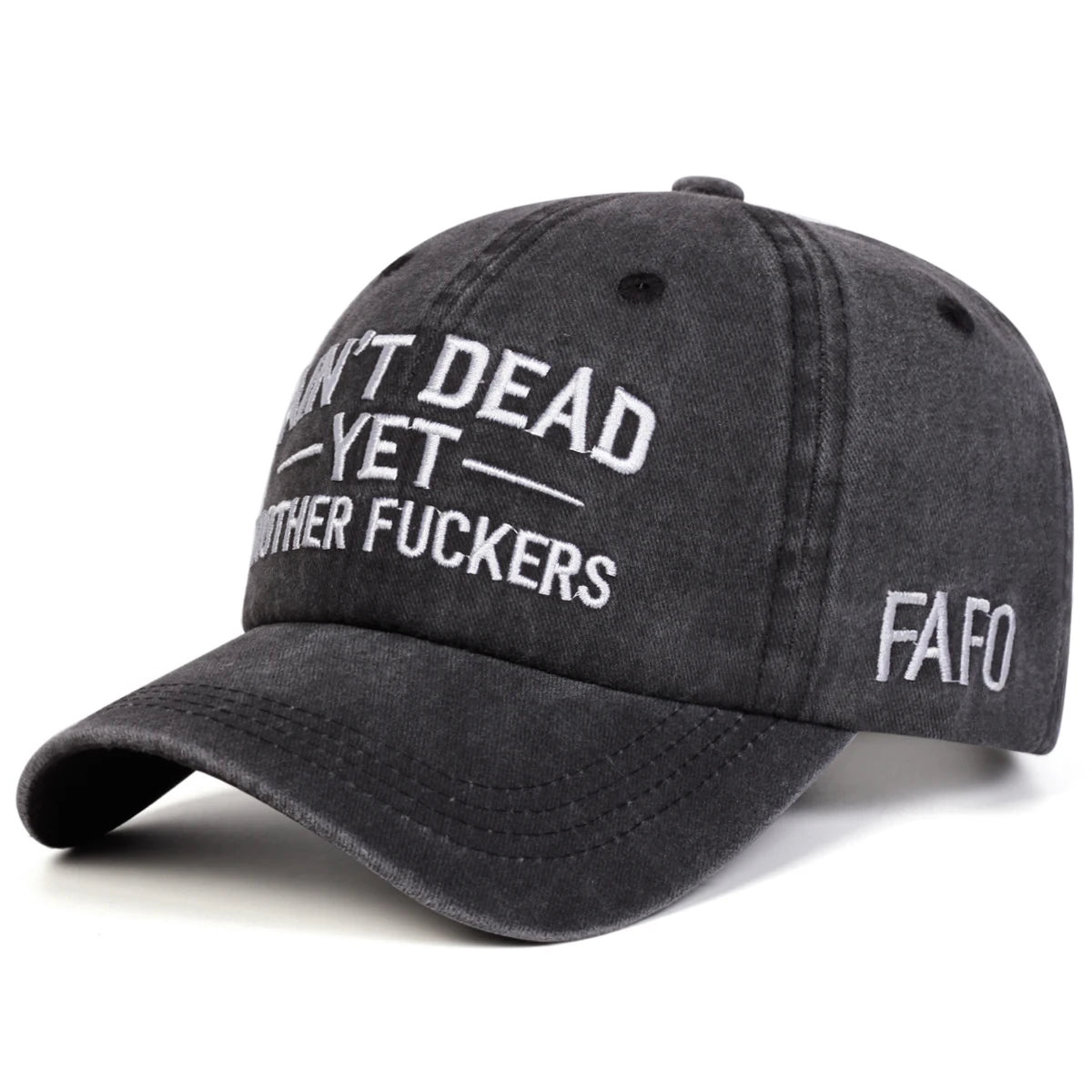 Unisex Aint Dead Yet Embroidery Wash Baseball Caps Spring Autumn