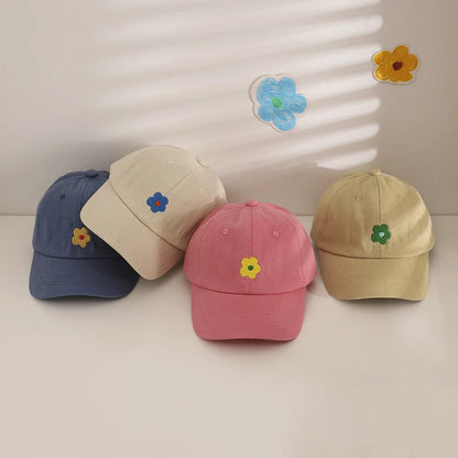 Lovely Flower Children Baseball Cap Solid Color Kids Duck Tongue Hat