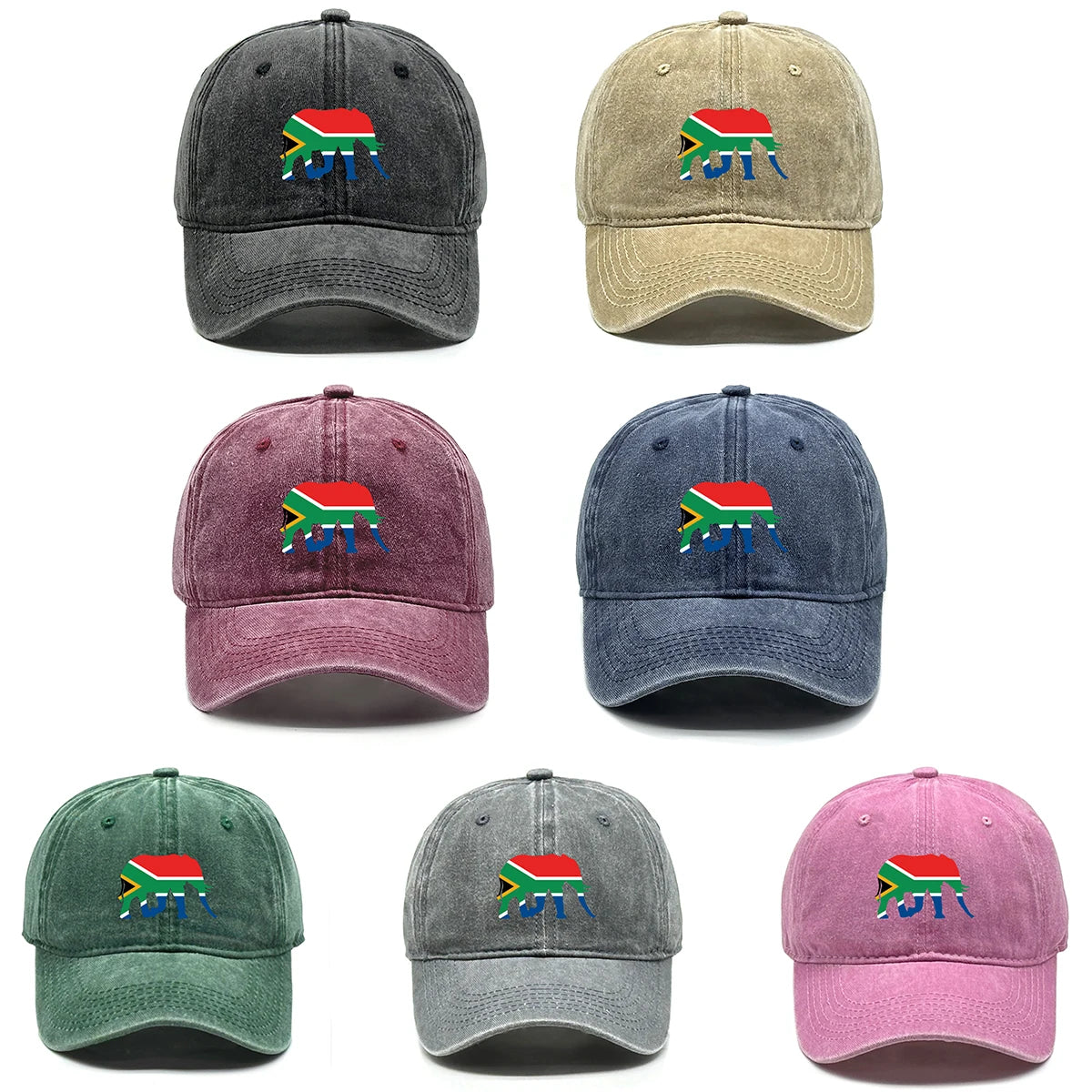 South Africa Elephant Flag Baseball Cap Adjustable