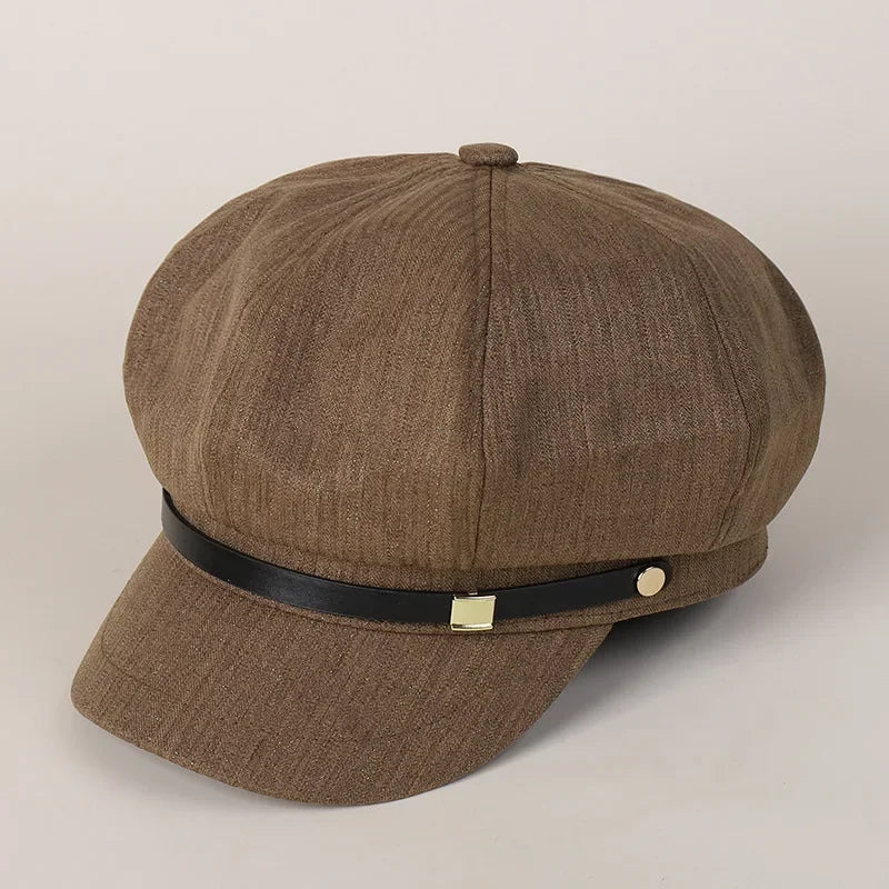Women Octagonal Hat Newsboy Cap Autumn Winter
