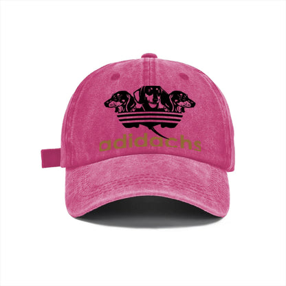 Vintage Washed Baseball Cap Unisex Distressed Snapback Hat Grey Dachshund Dog Graphic Embroidery Adjustable Dad Hat Streetwear