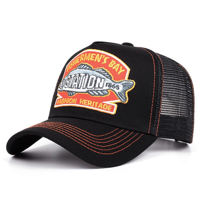 Personalized Fashion Hip Hop Hat Station Fishbone Embroidery Baseball Hat