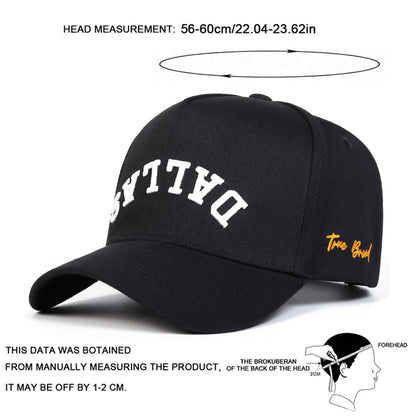 Unisex Dallas Letter Embroidery Baseball Caps Spring And Autumn Outdoor
