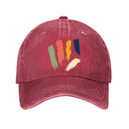 Modern Abstract Painted Stripe Colle Washed Baseball Cap