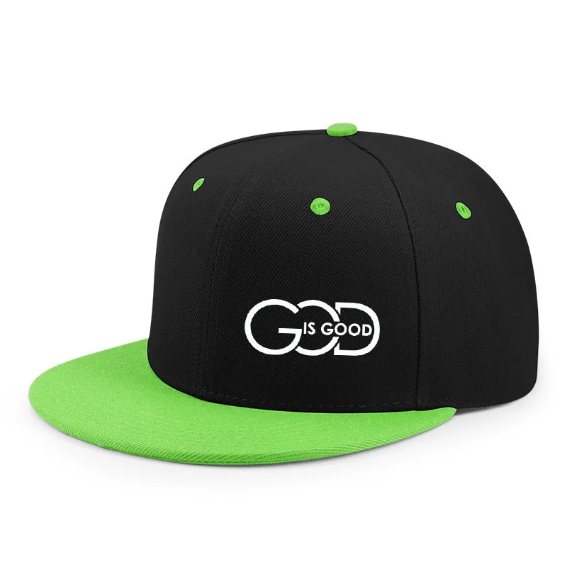 Unisex Adjustable Baseball Cap Street Flat Brim Hat Printed God Is Good Casual Headwear Men And Women