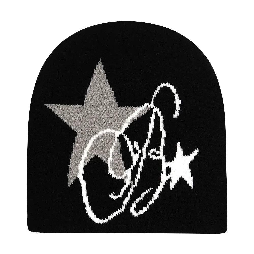 Y2K Letter Knitted Winter Autumn Beanie Cap Men Women