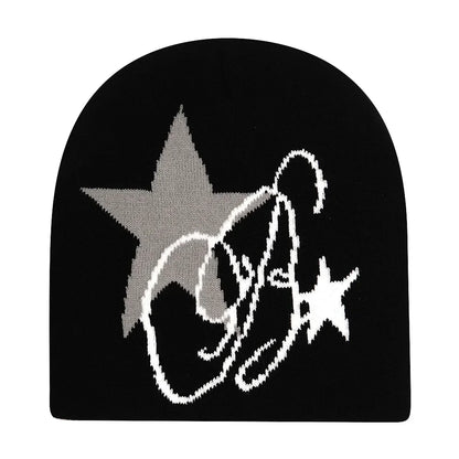 Y2K Letter Knitted Winter Autumn Beanie Cap Men Women